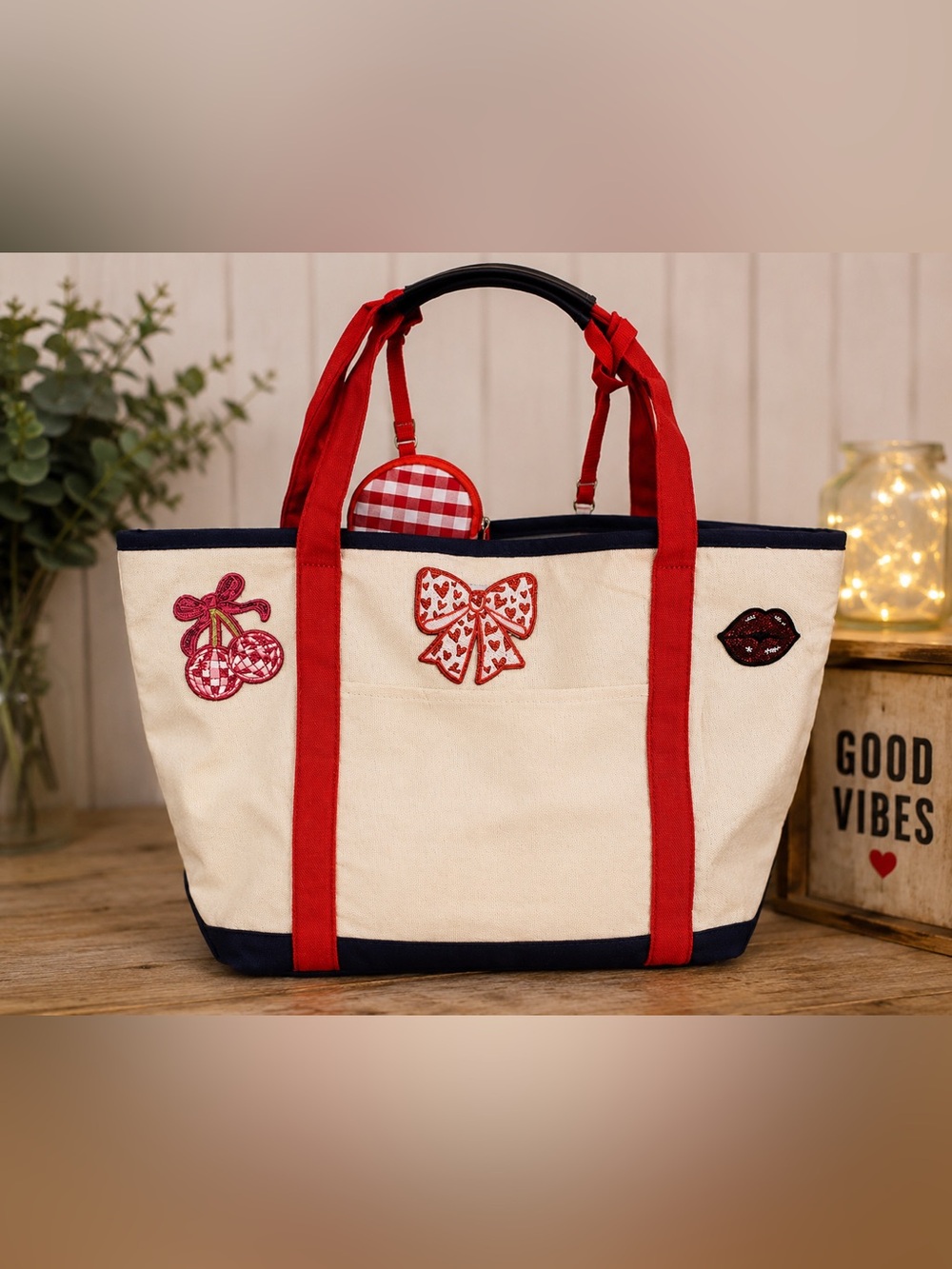 🍒 Groovy Girl Upcycled Cherry Patch Tote Bag ❤️
